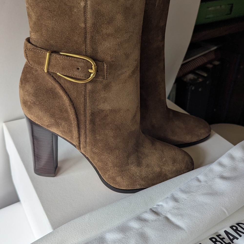 Veronica Beard Tan Suede Heeled Boots